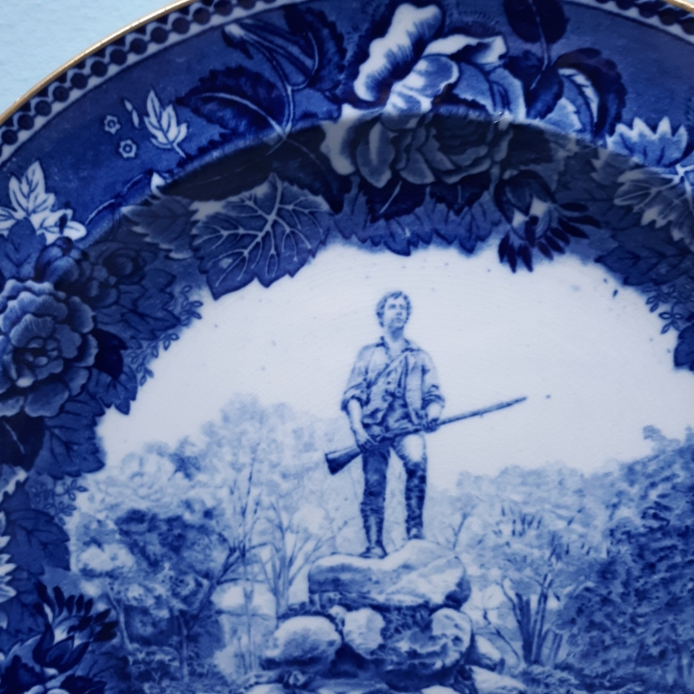 Wedgwood Blue Flow Revolutionary War Transferware Plate John Parker Lexington - Picture 9 of 11